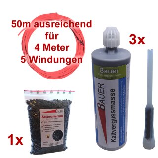 (Set11) Einzeldraht 4m, 3x Vergußmasse 425g, 1x Abstreumaterial 1L