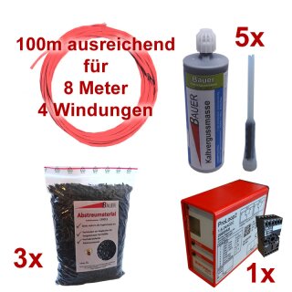 Set16 - Einzeldraht 8m, 5x Vergußmasse 425g, 3x Abstreumaterial 1L, Auswerteeinheit 230V AC