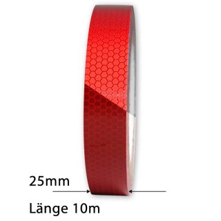 Reflektierendes Warnband "Rot" Länge 10m, Breite 25mm