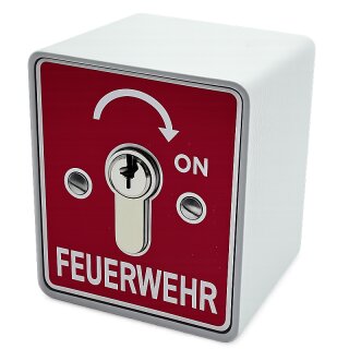 Schlüsselschalter Auf Putz mit PHZ,1-seitig,"Rastend" - Feuerwehr "ON" in Rot
