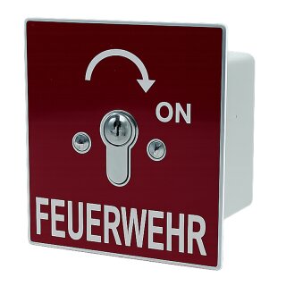 Schlüsselschalter Unter Putz mit PHZ, 1-seitig, "Rastend" Feuerwehr "ON" in Rot
