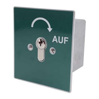 Schlüsselschalter unter Putz mit PHZ,  1 seitig,  "Tastend", "AUF" in Grün