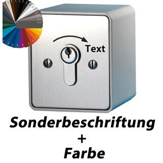 Schlüsselschalter auf Putz mit PHZ,  1 seitig,  "Tastend", mit sonderbeschriftung nach Kundenwunsch